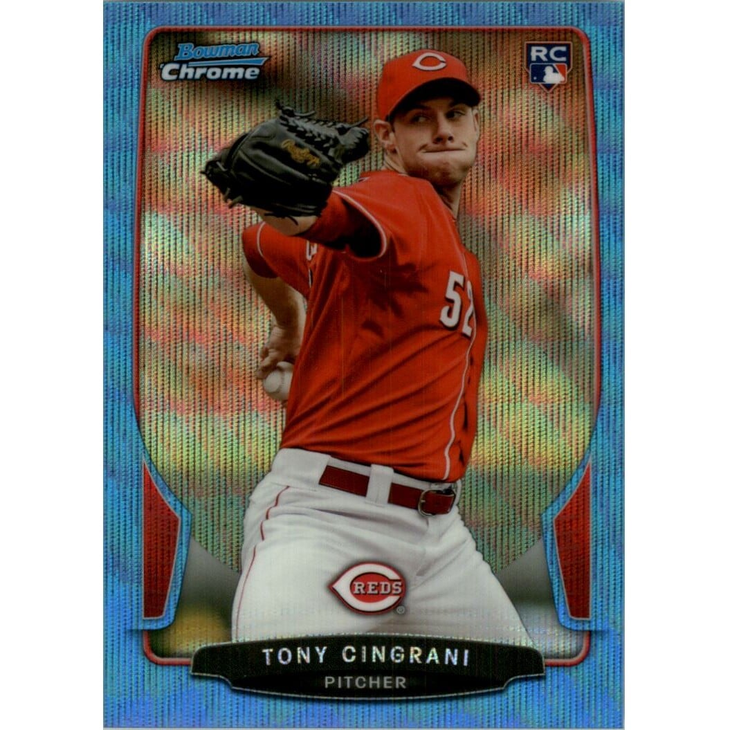 2013 Bowman Chrome Draft Blue Wave Refractors #25 Tony Cingrani. rookie card picture