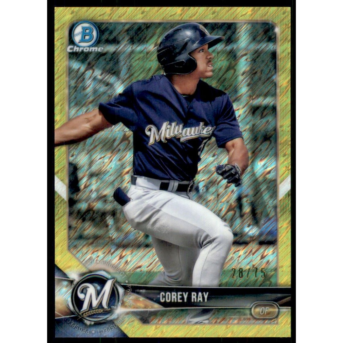 2018 Bowman Chrome Prospects Canary Yellow Shimmer Refractors #BCP97 Corey Ray