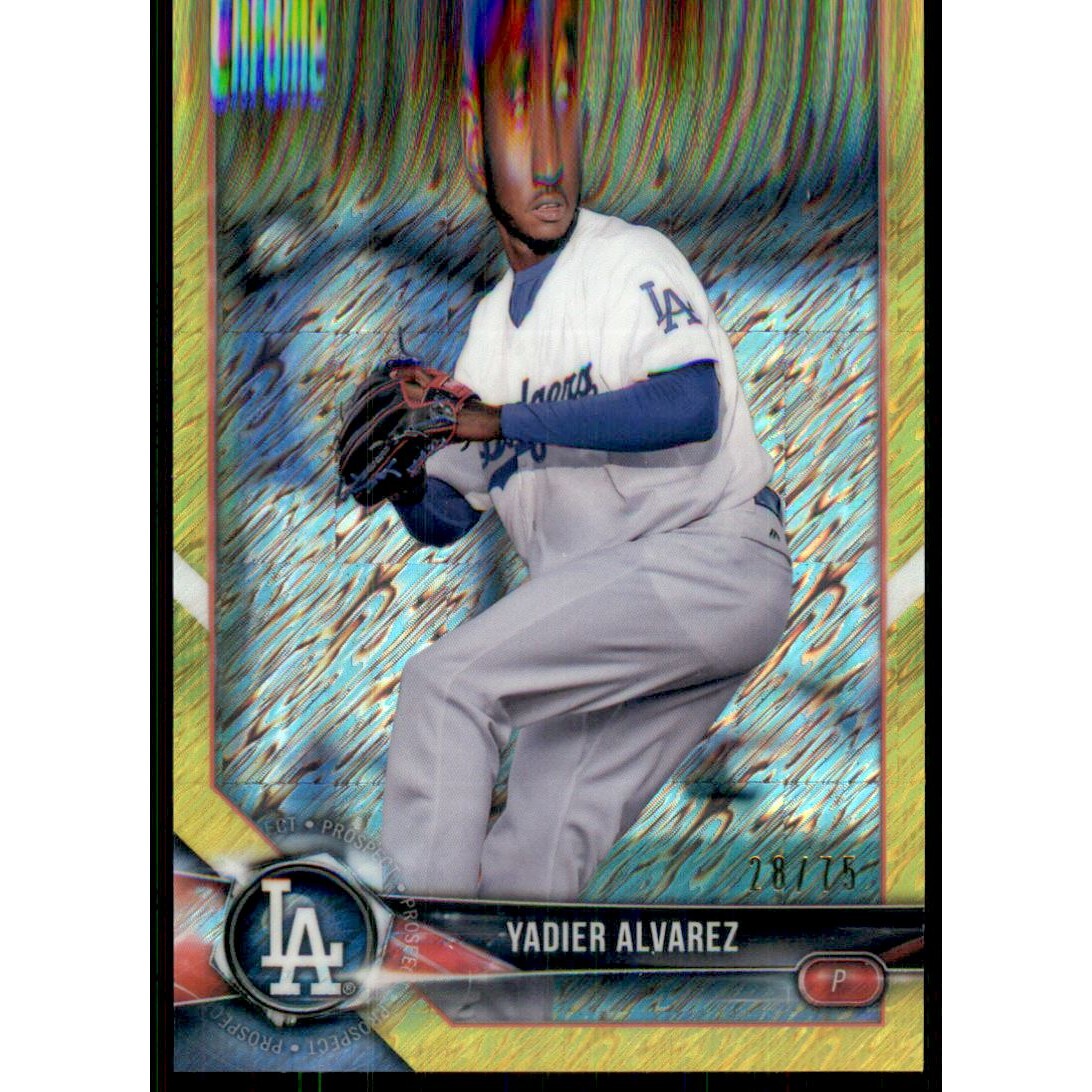 2018 Bowman Chrome Prospects Canary Yellow Shimmer Refractors #BCP22 Yadier Alvarez