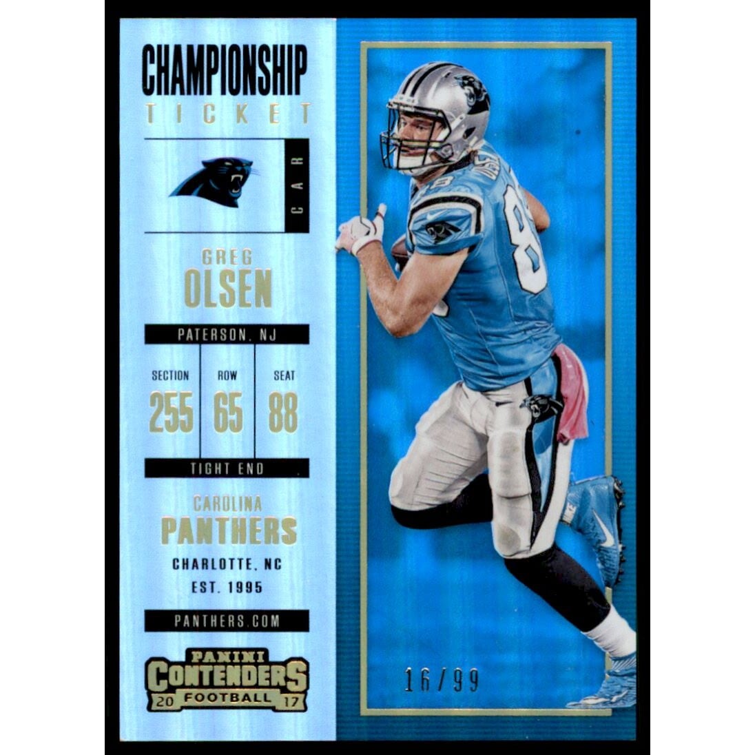 2017 Panini Contenders Championship Ticket #6 Greg Olsen