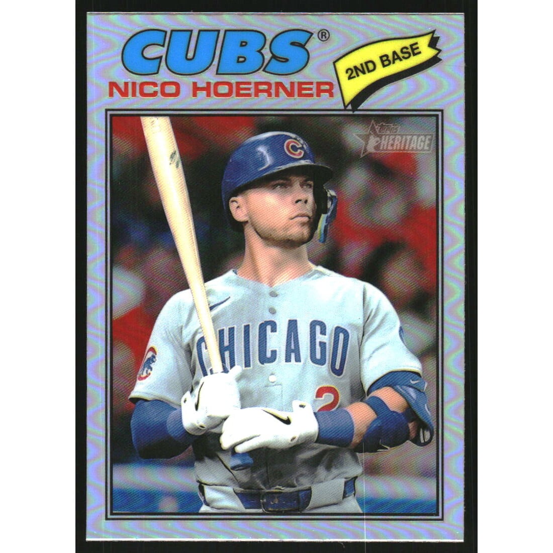 2026 Topps Heritage Chrome Refractors #28 Nico Hoerner. rookie card picture