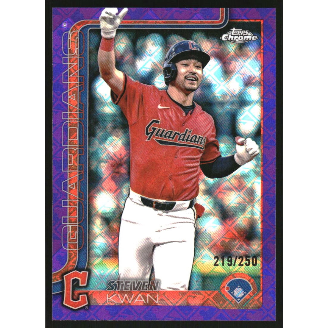 2025 Topps Chrome Logofractor Purple Refractors #202 Steven Kwan