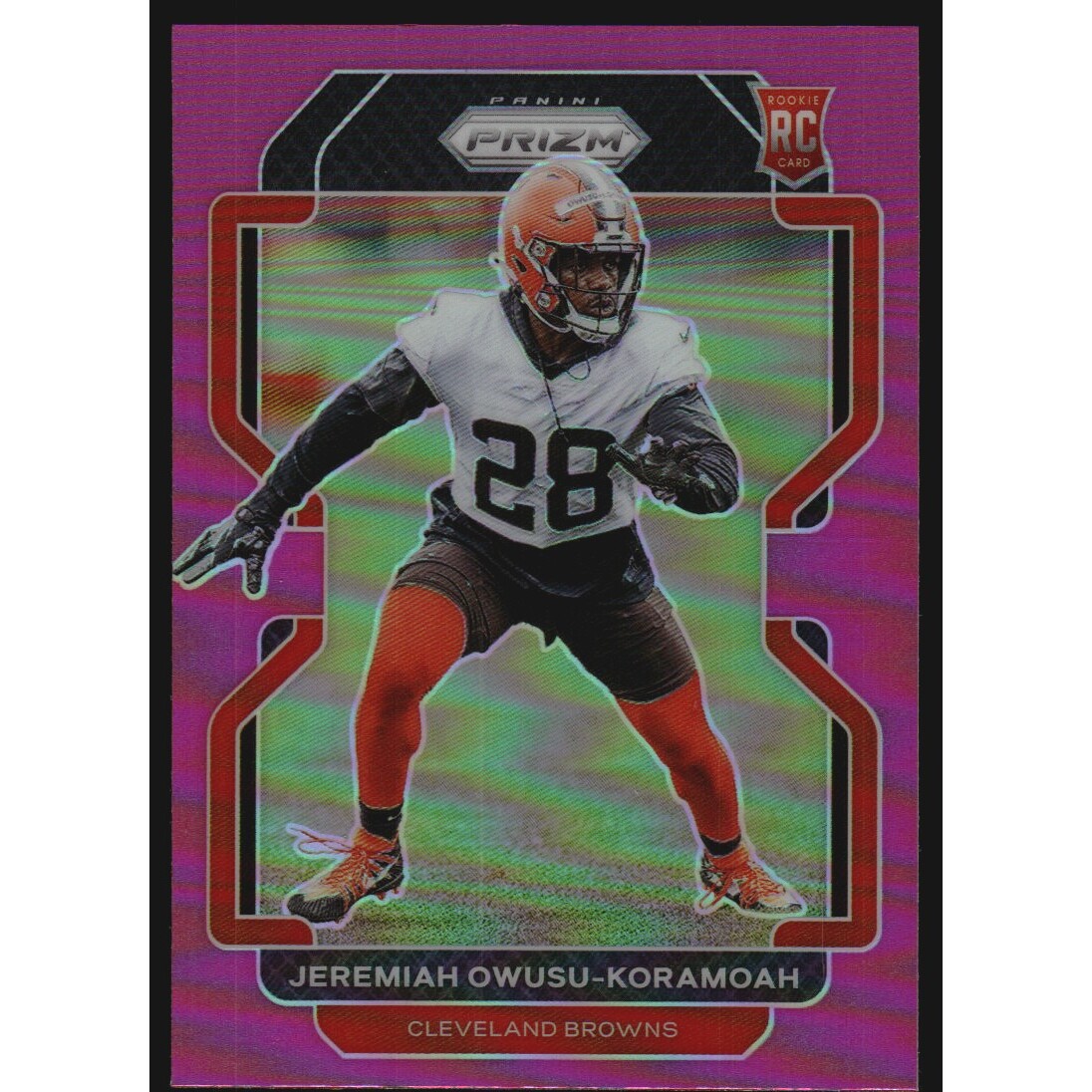 2021 Panini Prizm Prizms Pink #389 Jeremiah Owusu-Koramoah. rookie card picture