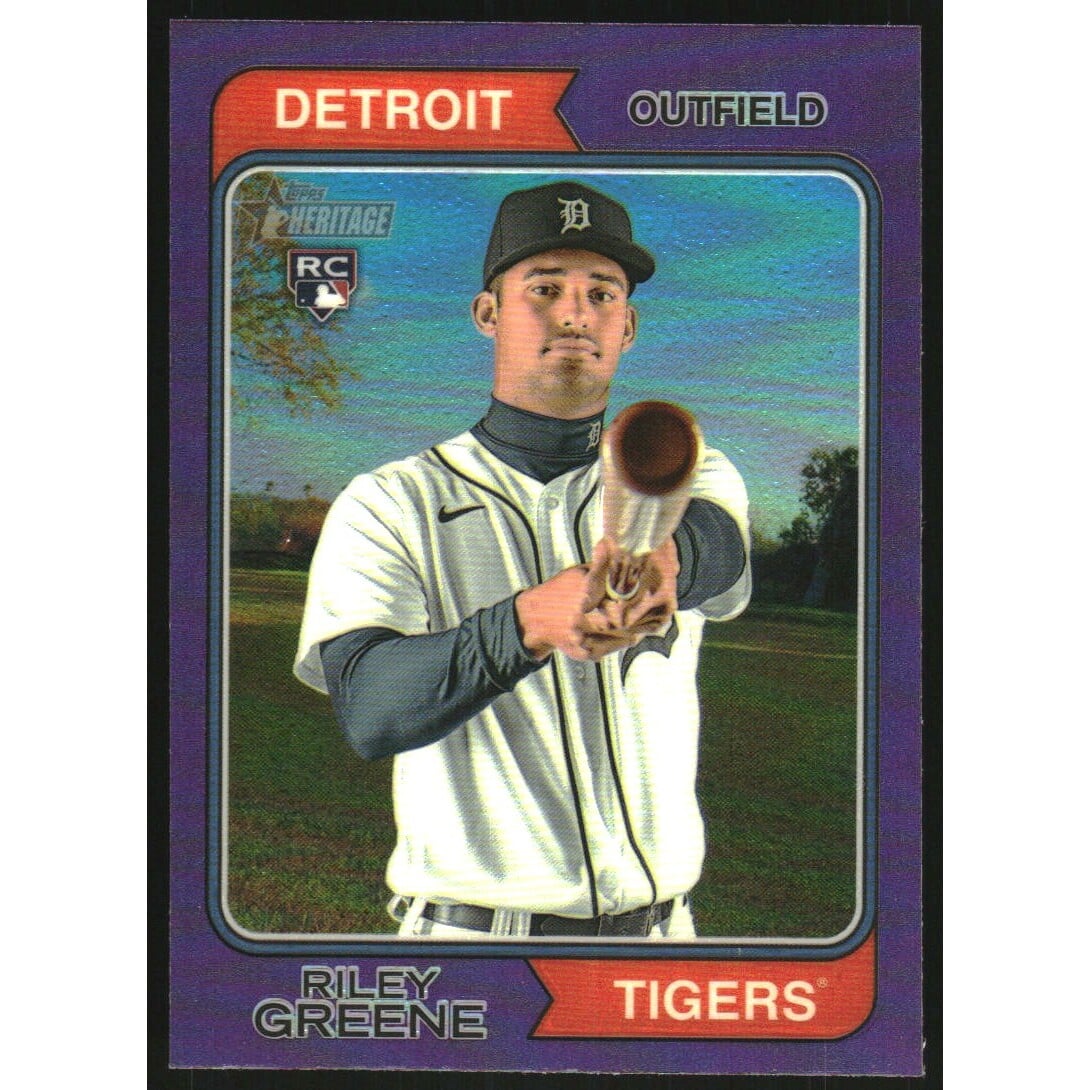 2023 Topps Heritage Chrome Purple Refractors #48 Riley Greene