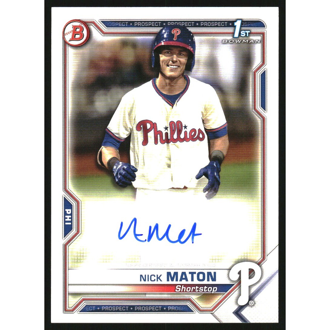 2021 Bowman Prospect Autographs #PAPRNM Nick Maton. rookie card picture