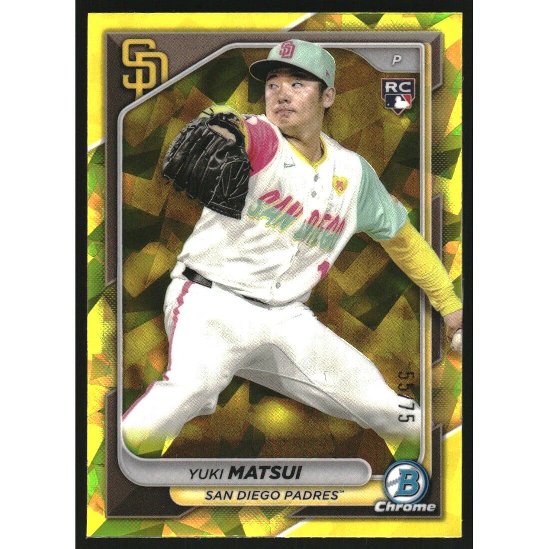2024 Bowman Chrome Sapphire Yellow Refractors #51 Yuki Matsui. rookie card picture