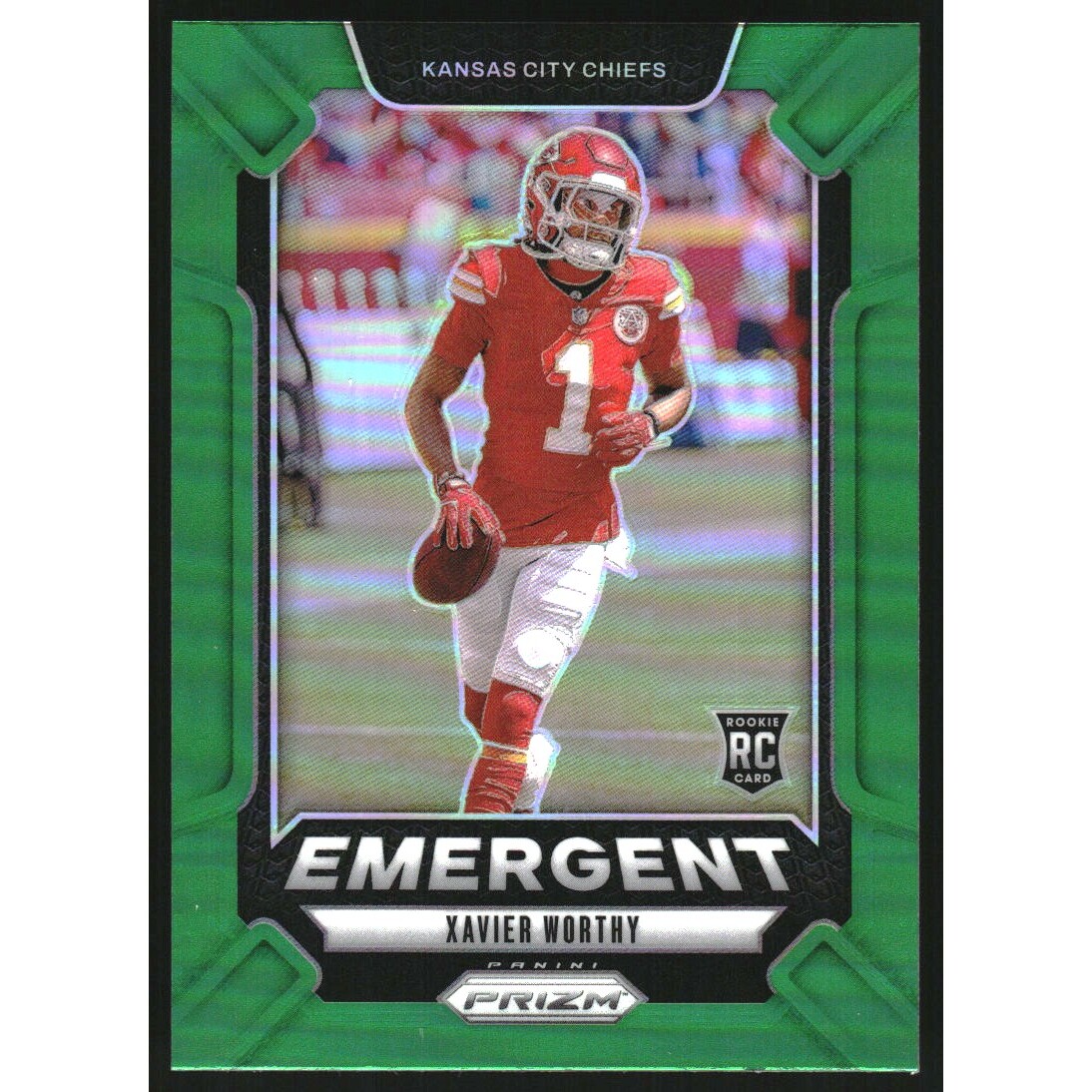 2024 Panini Prizm Emergent Prizms Green #7 Xavier Worthy