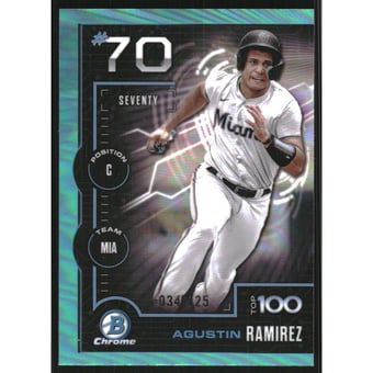 2025 Bowman Chrome Scouts Top 100 Aqua Refractors #BTP70 Agustin Ramirez