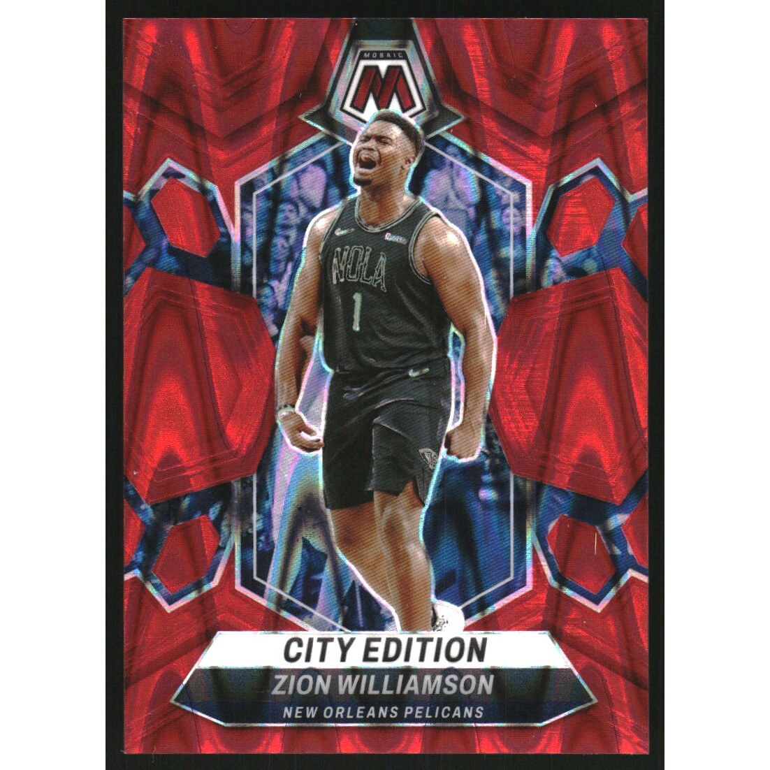 2023-24 Panini Mosaic Red Seismic #271 Zion Williamson/City Edition