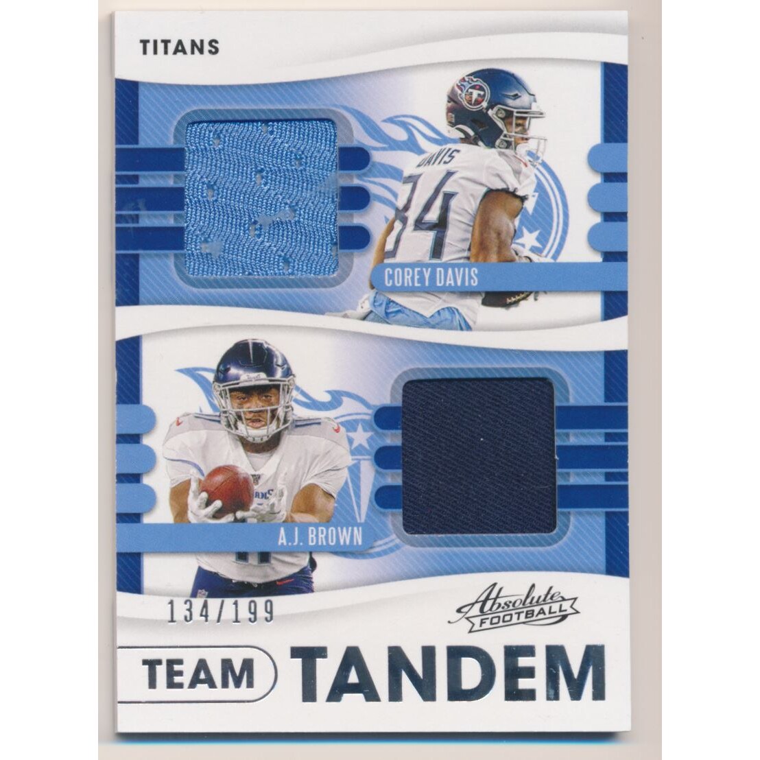 2020 Absolute Team Tandem Materials #26 A.J. Brown/Corey Davis/199 2020 Absolute Team Tandem Materials #26 A.J. Brown/Corey Davis/199