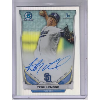 2014 Bowman Chrome Draft Draft Pick Autographs Refractors #BCAZL Zech Lemond