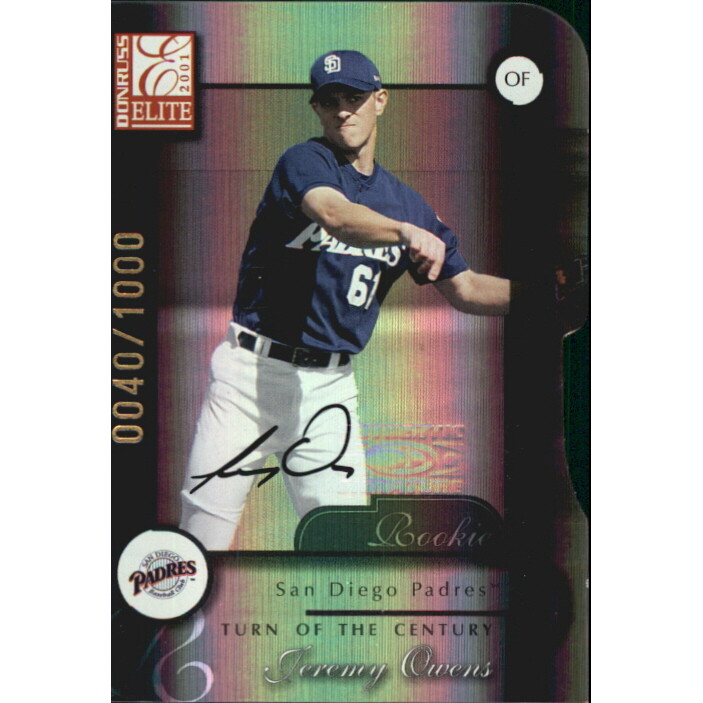 2001 Donruss Elite Turn of the Century Autographs #182 Jeremy Owens. rookie card picture