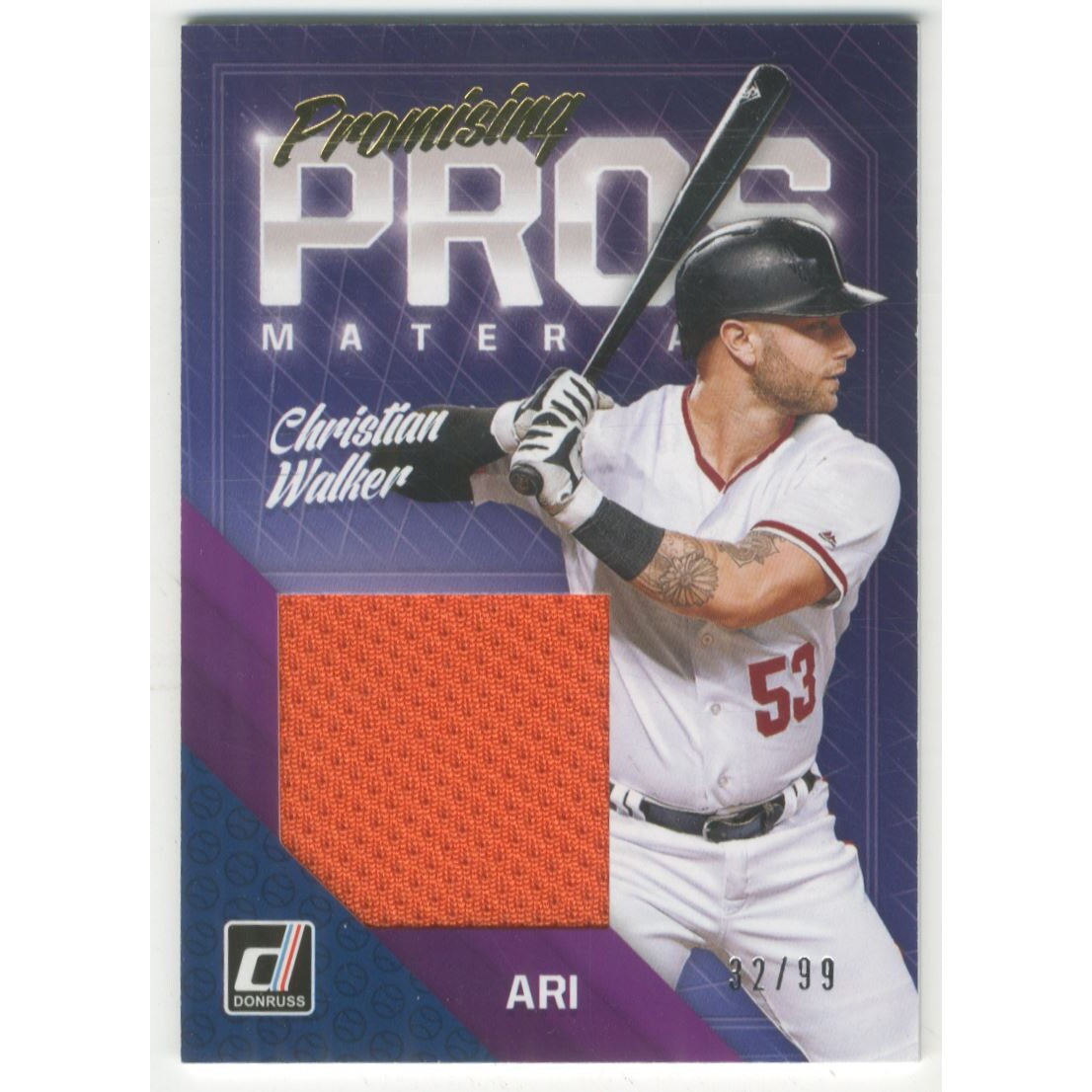 2018 Donruss Promising Pros Materials Gold #PPMCW Christian Walker. rookie card picture