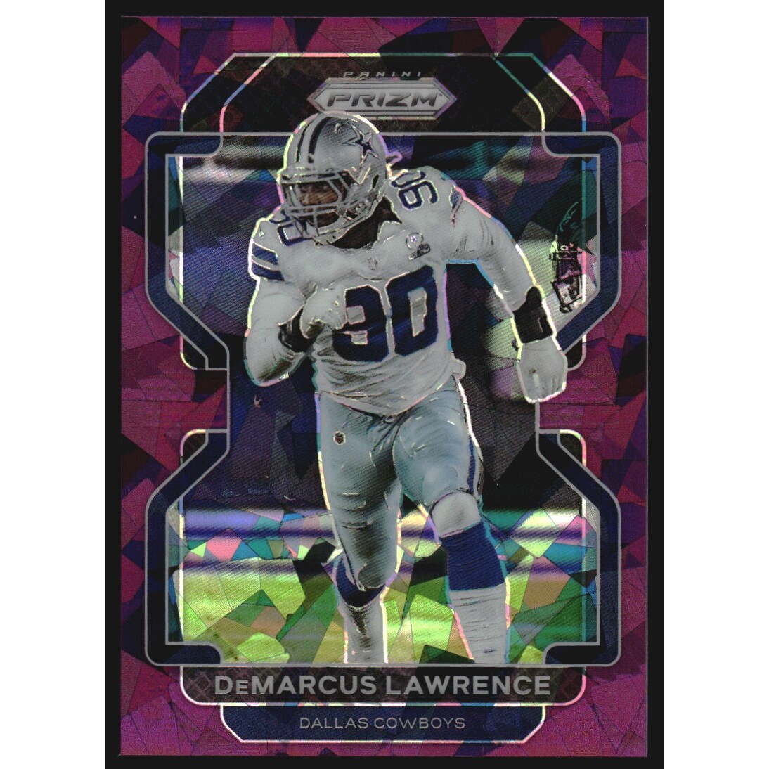 2021 Panini Prizm Prizms Purple Ice #244 DeMarcus Lawrence. rookie card picture