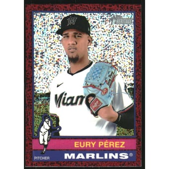 2025 Topps Heritage Chrome Burgundy Sparkle Refractors #42 Eury Perez