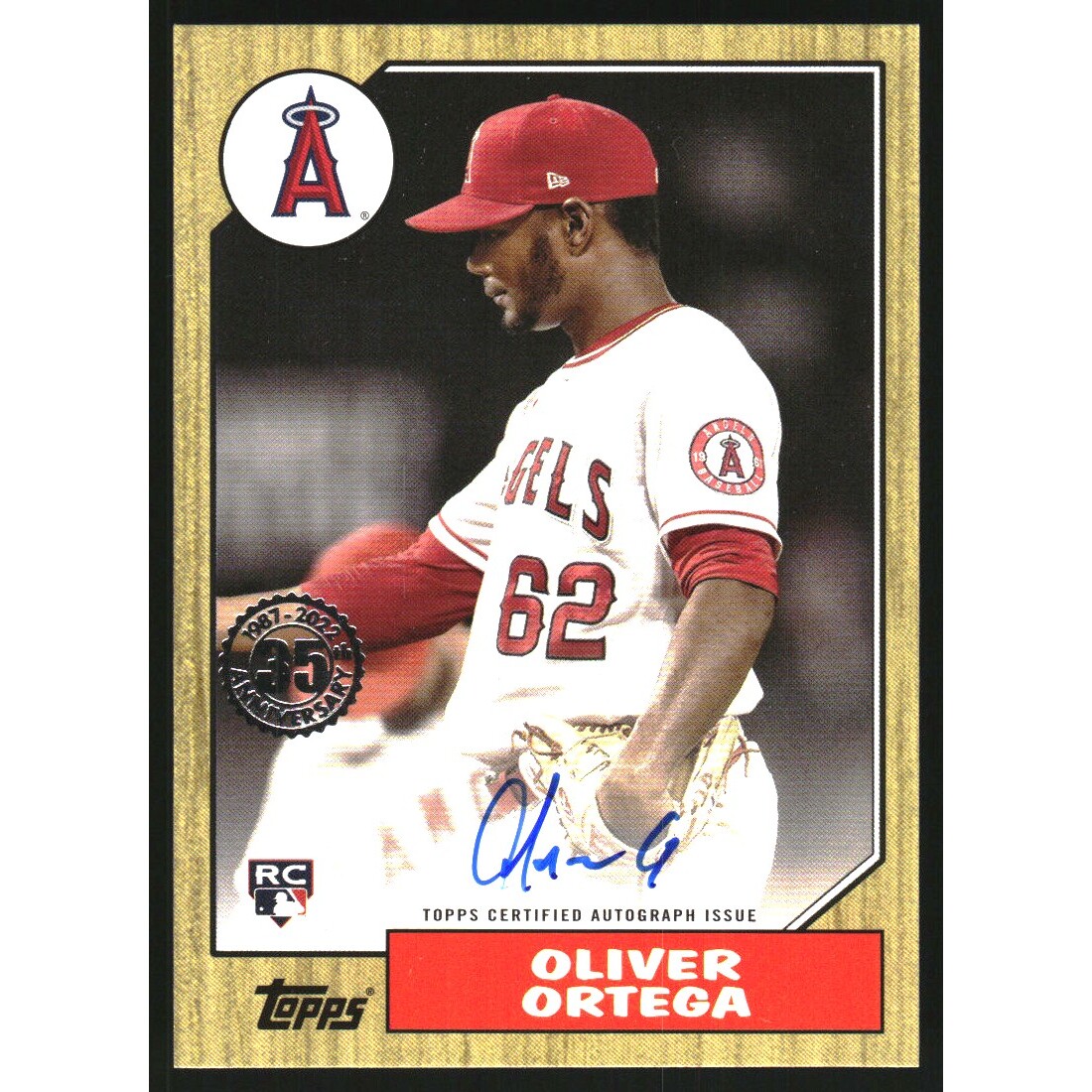 2022 Topps Update '87 Topps Autographs #87BAOO Oliver Ortega. rookie card picture