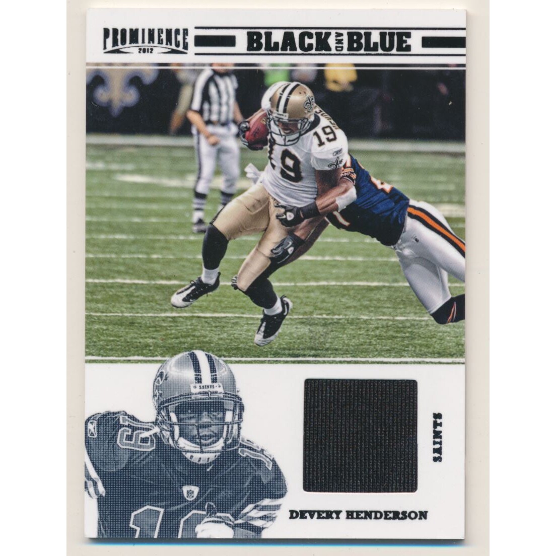 2012 Panini Prominence Black and Blue Materials #6 Devery Henderson/199