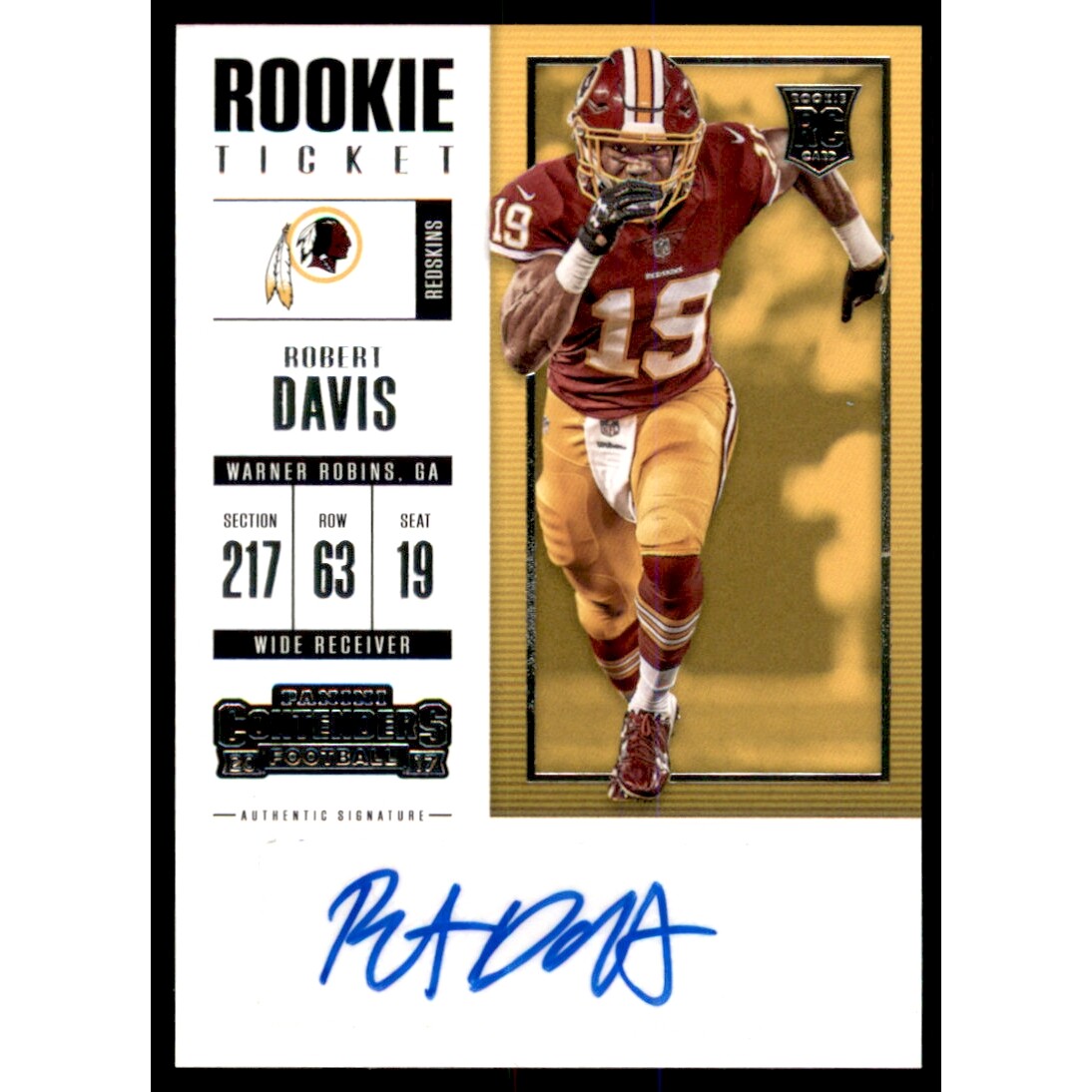 2017 Panini Contenders #141 Robert Davis AU RC
