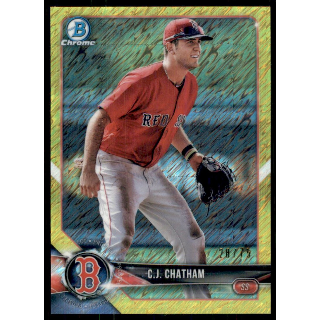 2018 Bowman Chrome Prospects Canary Yellow Shimmer Refractors #BCP117 C.J. Chatham