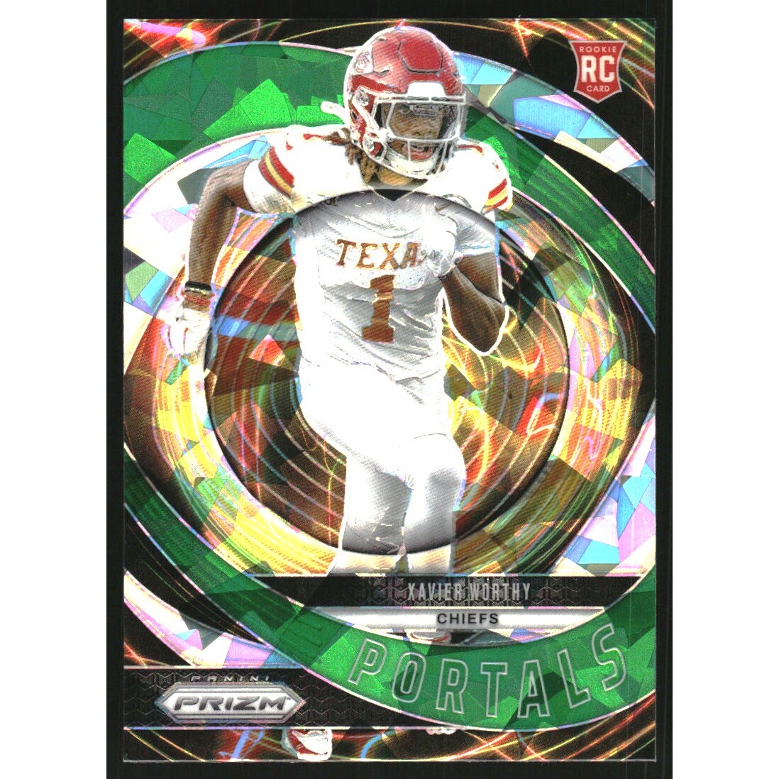2024 Panini Prizm Portals Prizms Green Ice #10 Xavier Worthy