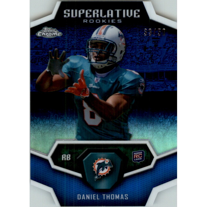2011 Topps Chrome Superlative Rookies Blue Refractors #SRDT Daniel Thomas. rookie card picture