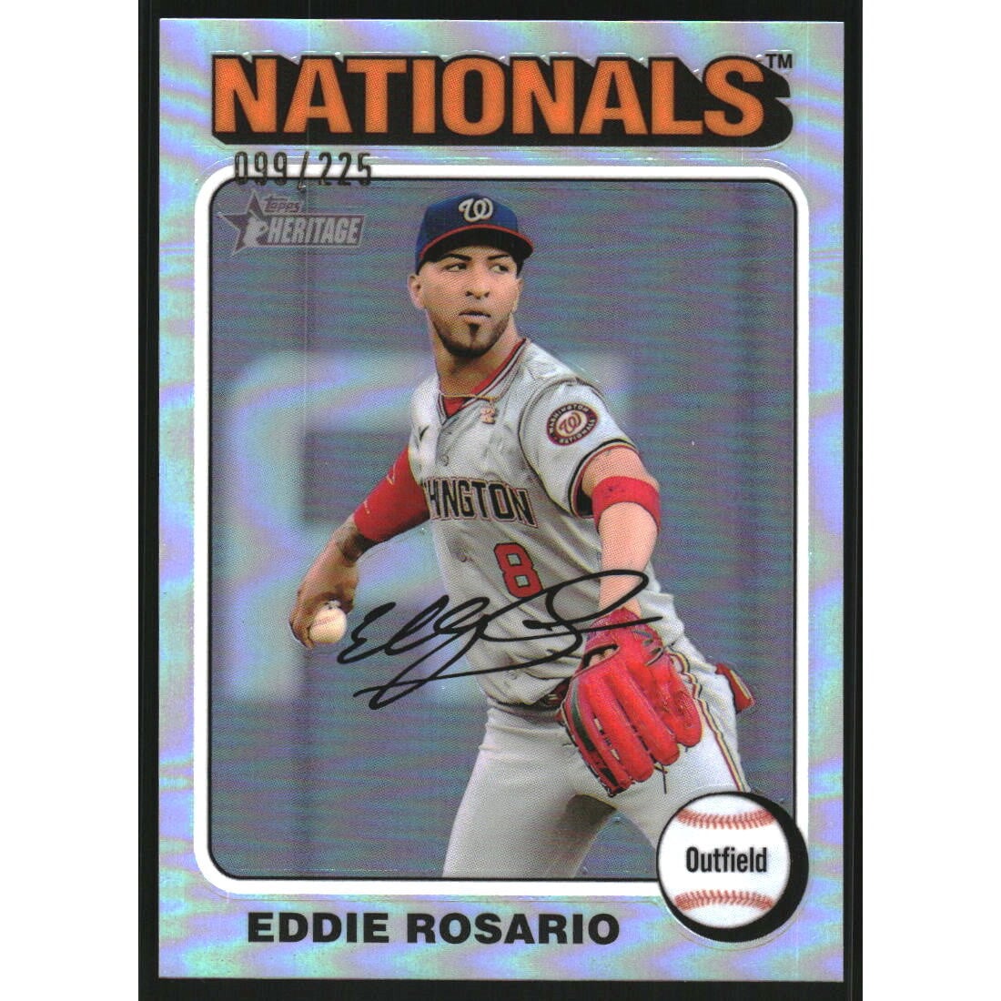 2024 Topps Heritage Chrome Silver Refractors #518 Eddie Rosario HN/225. rookie card picture