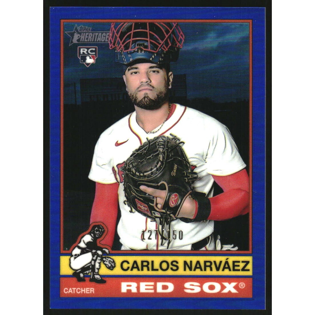 2025 Topps Heritage Chrome Blue Refractors #691 Carlos Narvaez