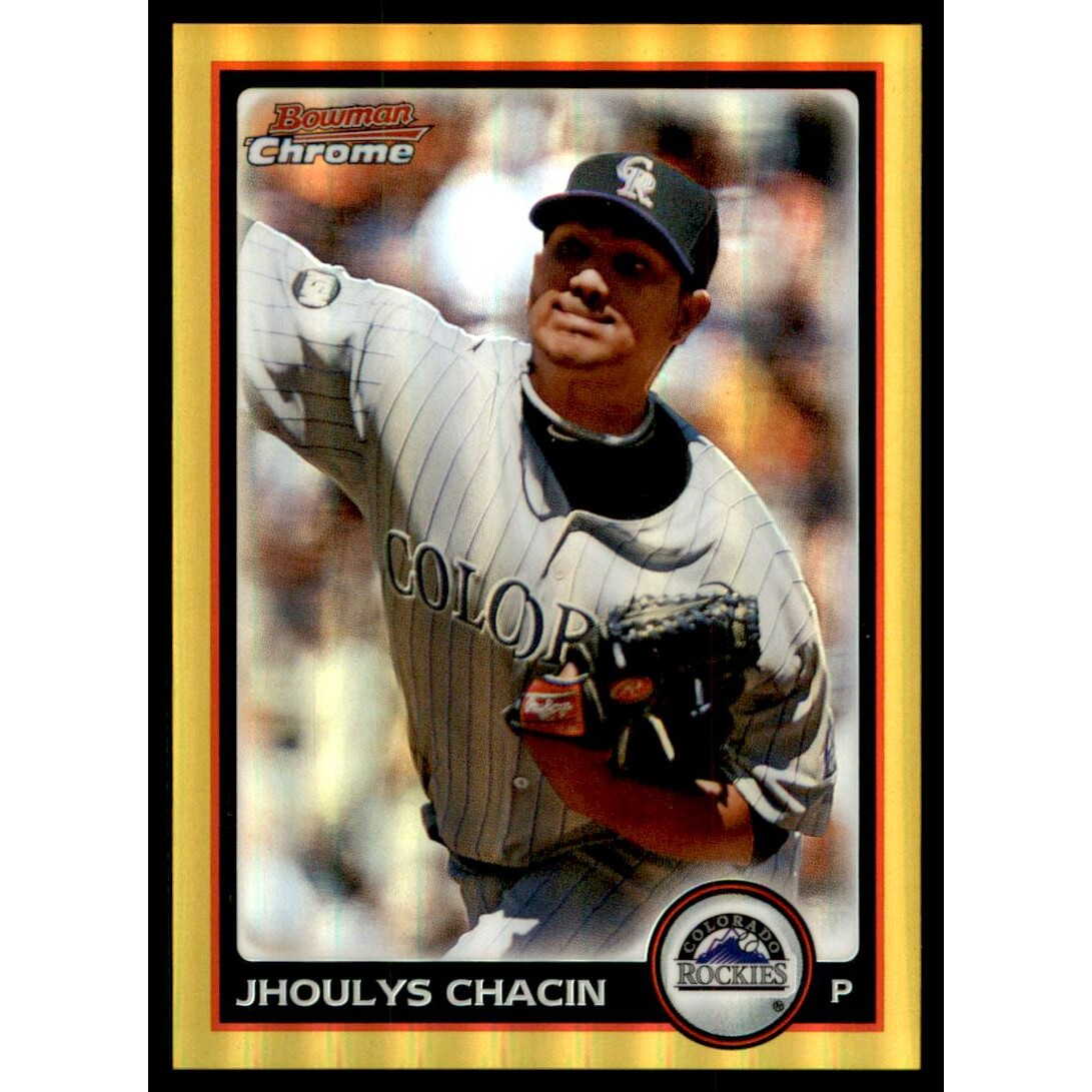 2010 Bowman Chrome Gold Refractors #94 Jhoulys Chacin. rookie card picture
