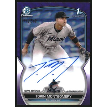 2023 Bowman Chrome Prospect Autographs Purple Refractors #CPATM Torin Montgomery
