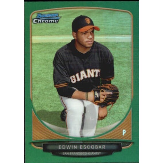 2013 Bowman Chrome Mini Green Refractors #9 Edwin Escobar. rookie card picture