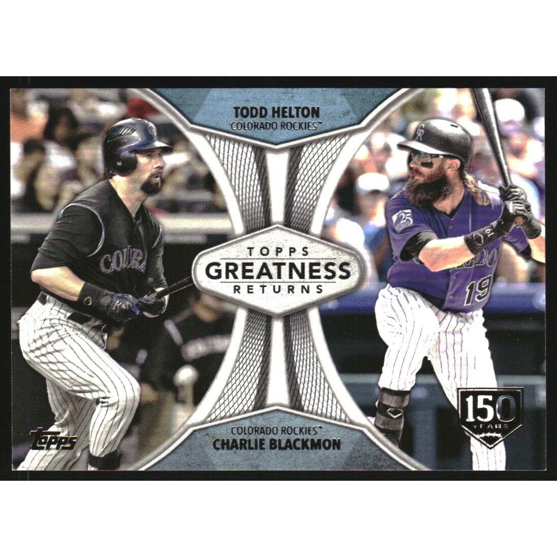 2019 Topps Greatness Returns 150th Anniversary #GR22 Charlie Blackmon/Todd Helton. rookie card picture
