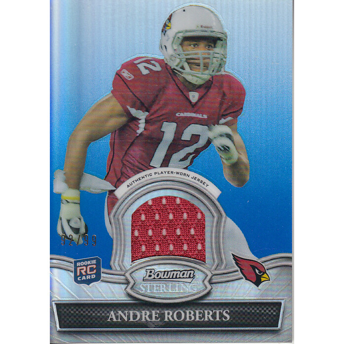 2010 Bowman Sterling Blue Refractors #BSRAR Andre Roberts JSY. rookie card picture