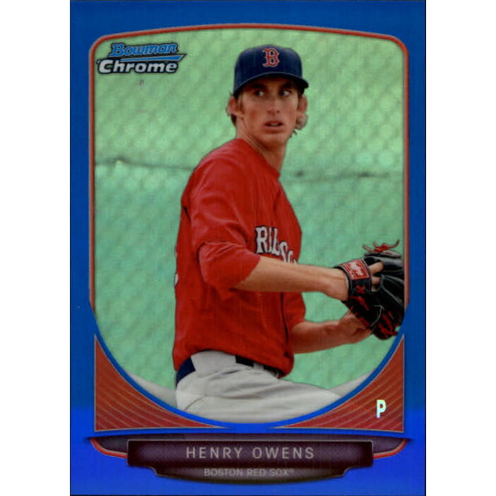2013 Bowman Chrome Prospects Blue Refractors #BCP150 Henry Owens. rookie card picture