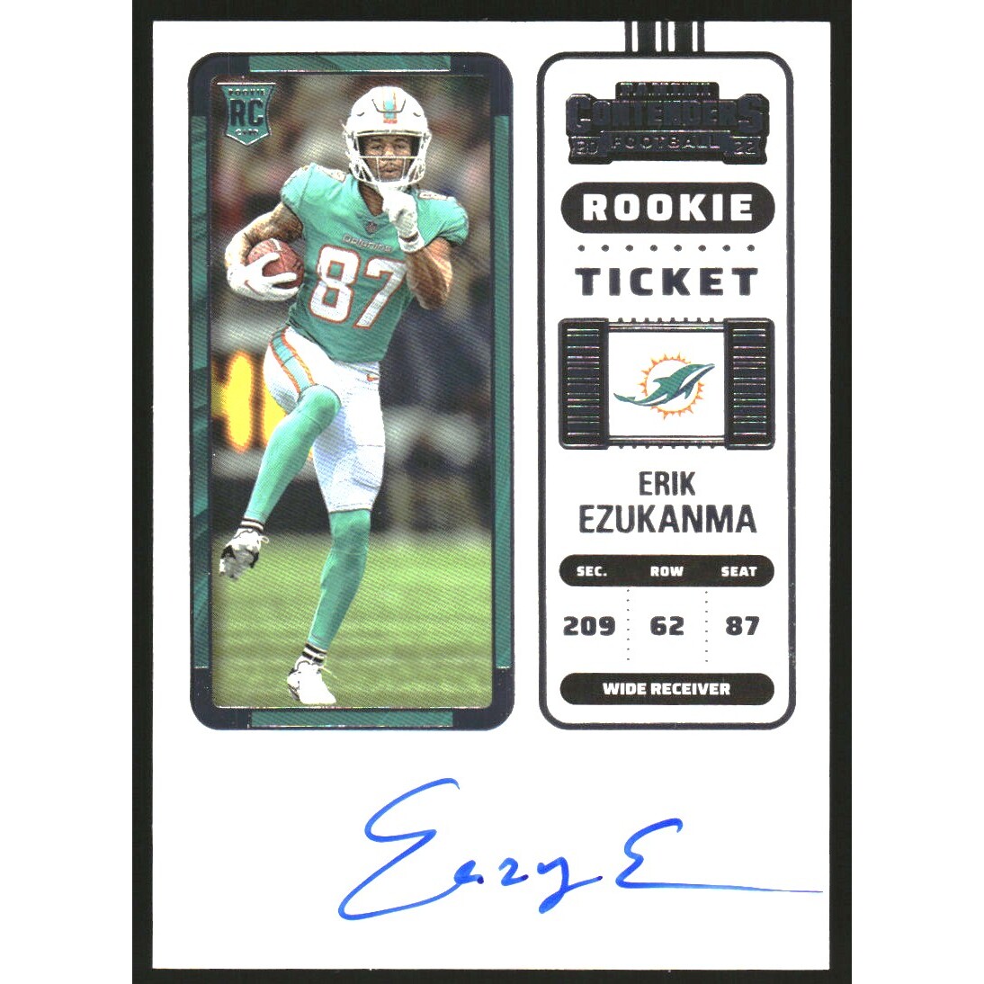 2022 Panini Contenders #116A Erik Ezukanma AU RC. rookie card picture