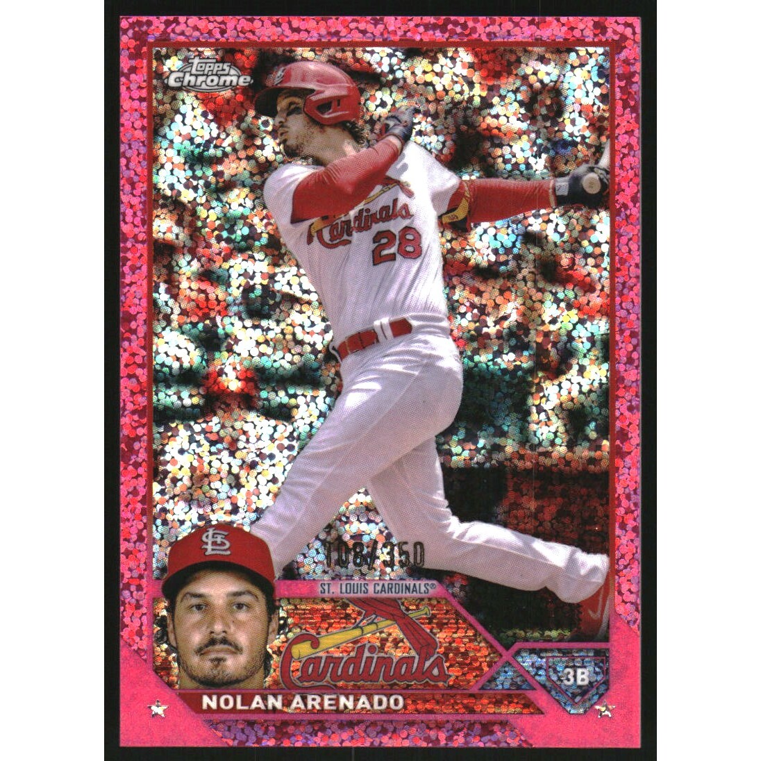 2023 Topps Chrome Magenta Speckle Refractors #115 Nolan Arenado. rookie card picture
