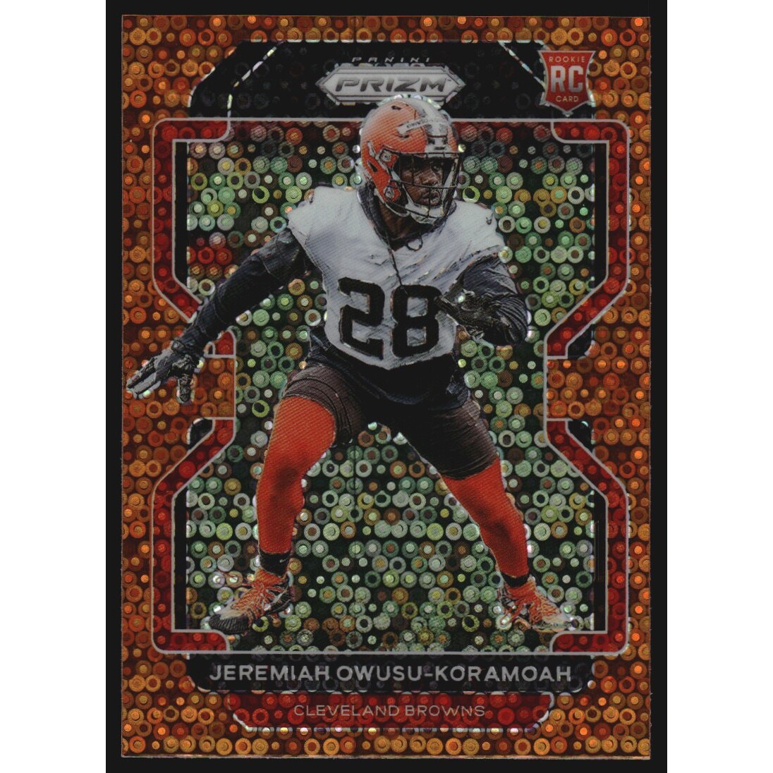 2021 Panini Prizm Prizms Orange Disco #389 Jeremiah Owusu-Koramoah. rookie card picture