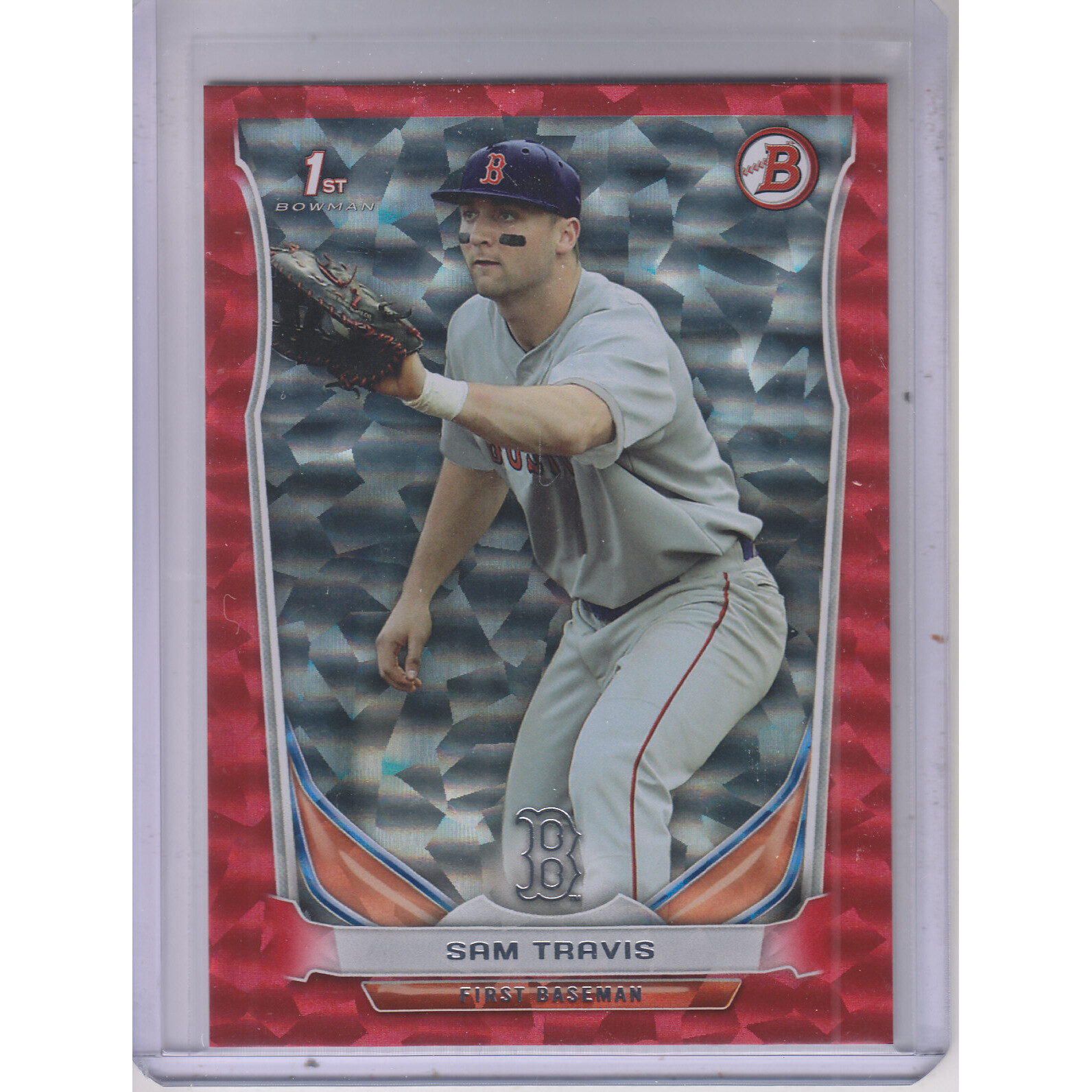 2014 Bowman Draft Red Ice #DP61 Sam Travis. rookie card picture