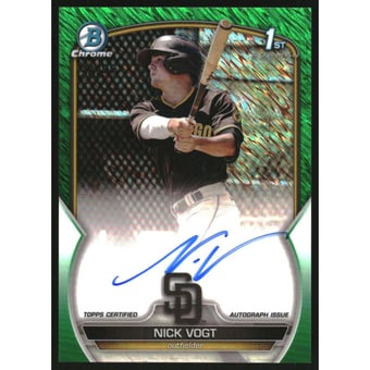 2023 Bowman Chrome Prospect Autographs Green Shimmer Refractors #CPANV Nick Vogt