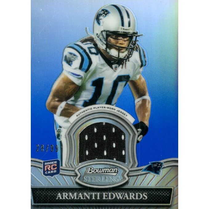 2010 Bowman Sterling Blue Refractors #BSRAE Armanti Edwards JSY. rookie card picture