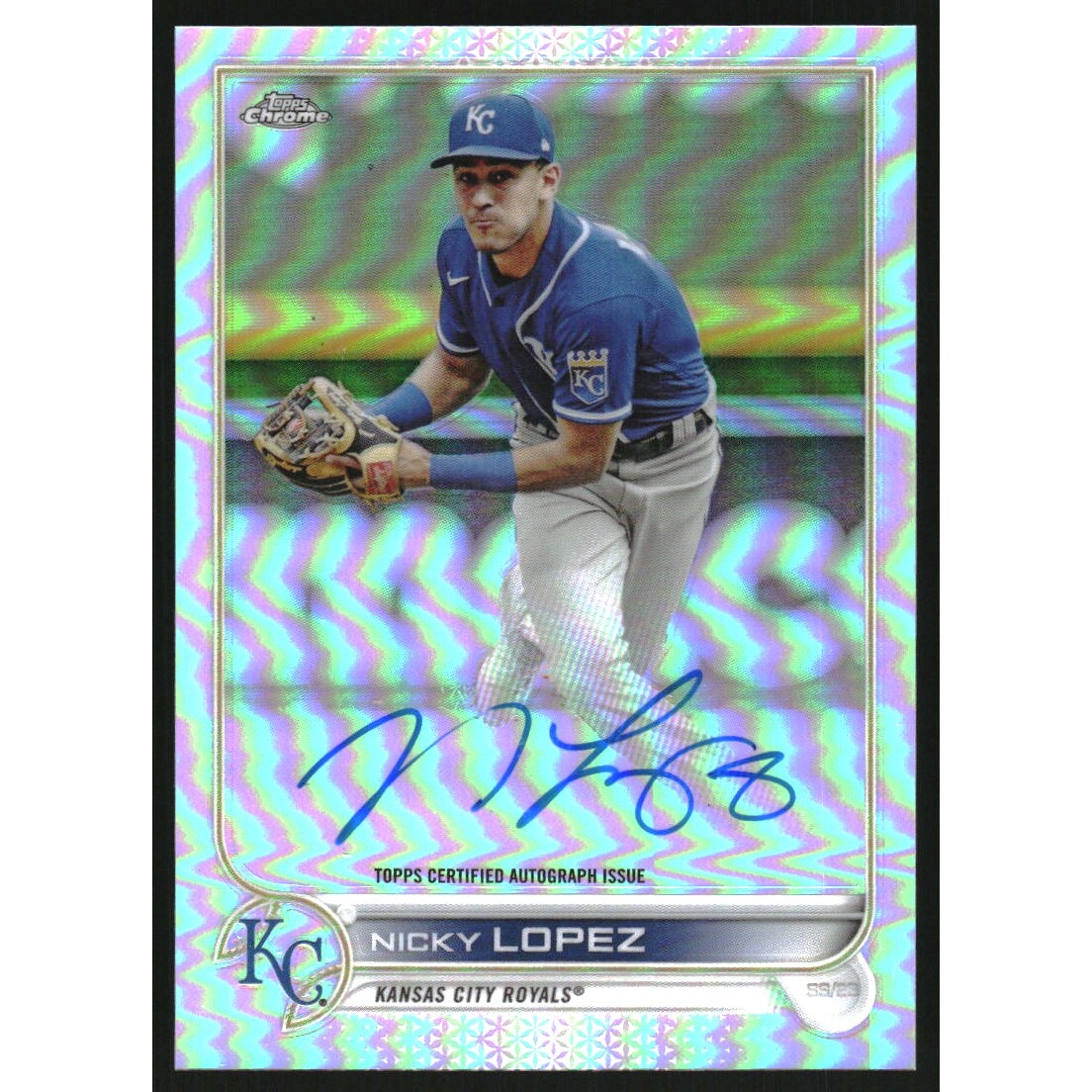 2022 Topps Chrome Veteran Autographs Refractors #CVANL Nicky Lopez. rookie card picture