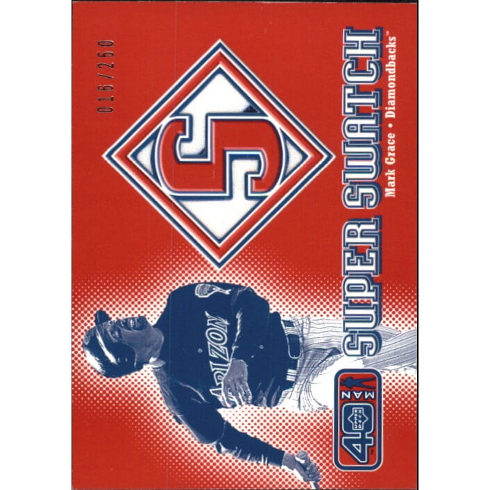 2002 Upper Deck 40-Man Super Swatch #SMG Mark Grace. rookie card picture