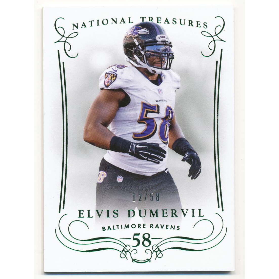 2014 Panini National Treasures Century Numbers #35 Elvis Dumervil/58. rookie card picture