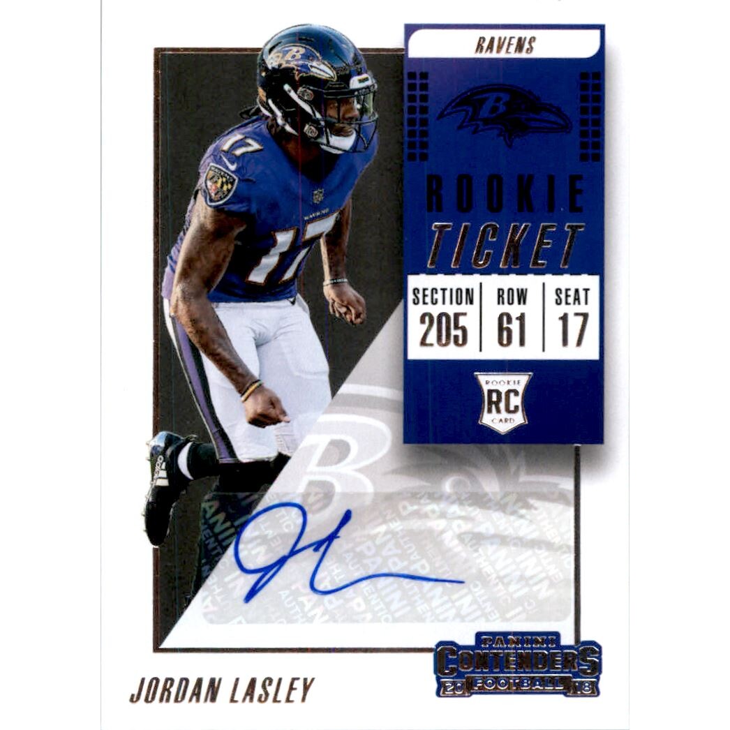 2018 Panini Contenders #185 Jordan Lasley AU RC. rookie card picture