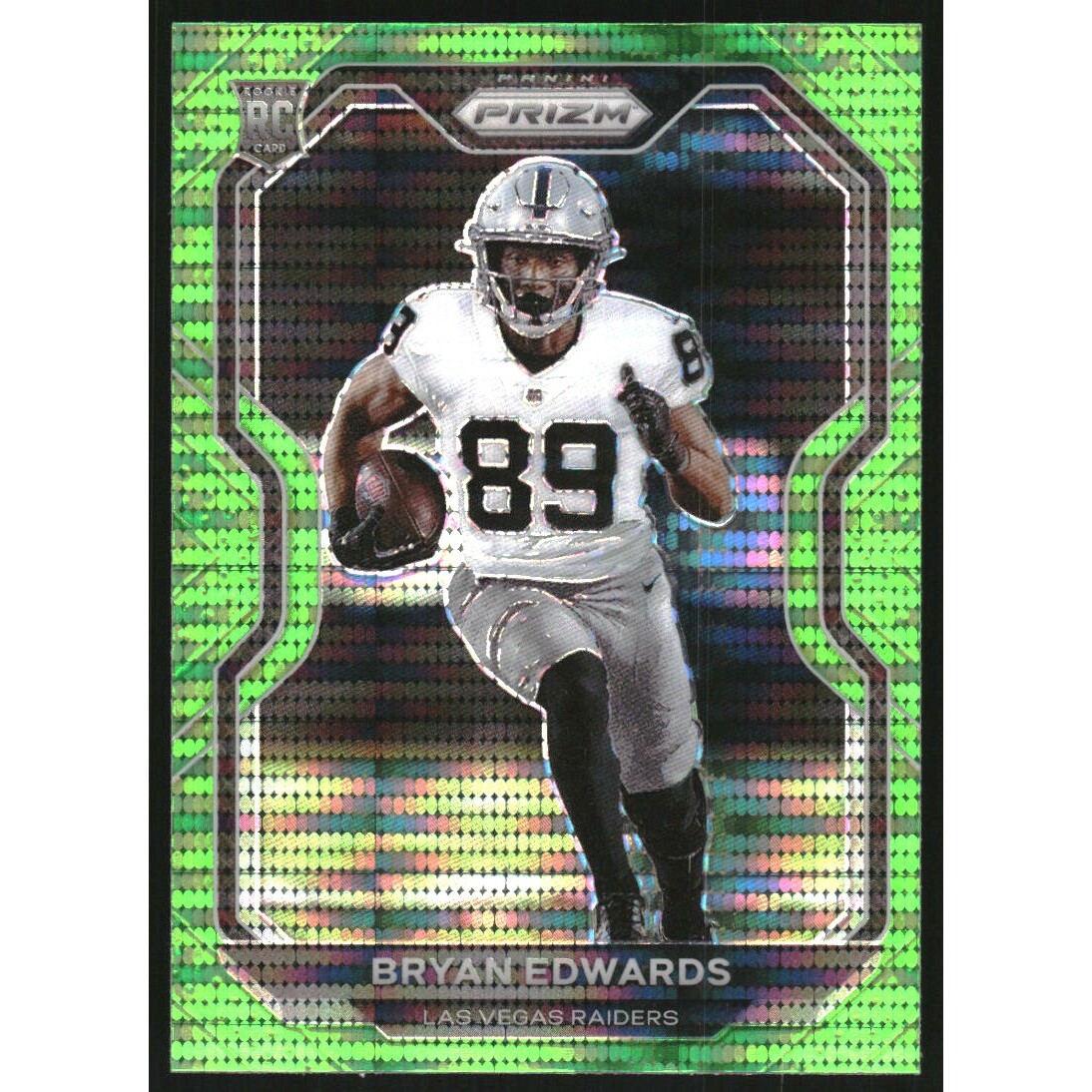 2020 Panini Prizm Prizms Neon Green Pulsar #373 Bryan Edwards. rookie card picture