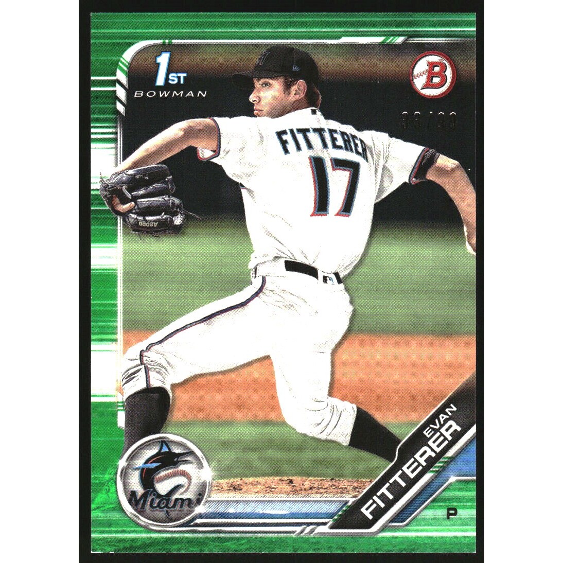 2019 Bowman Draft Green #BD68 Evan Fitterer 2019 Bowman Draft Green #BD68 Evan Fitterer