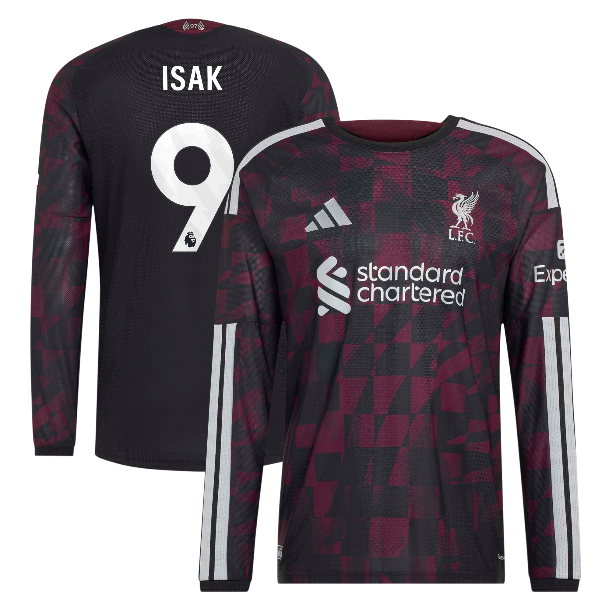 Maillot Third Authentic Liverpool adidas 2026-27 - Manches longues avec flocage Isak 9