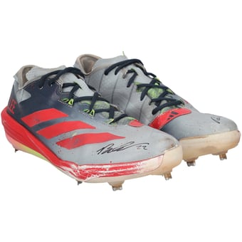 Brooks Lee Minnesota Twins Autographed Game-Used Gray/Red adidas Cleats from the 2024 MLB Season