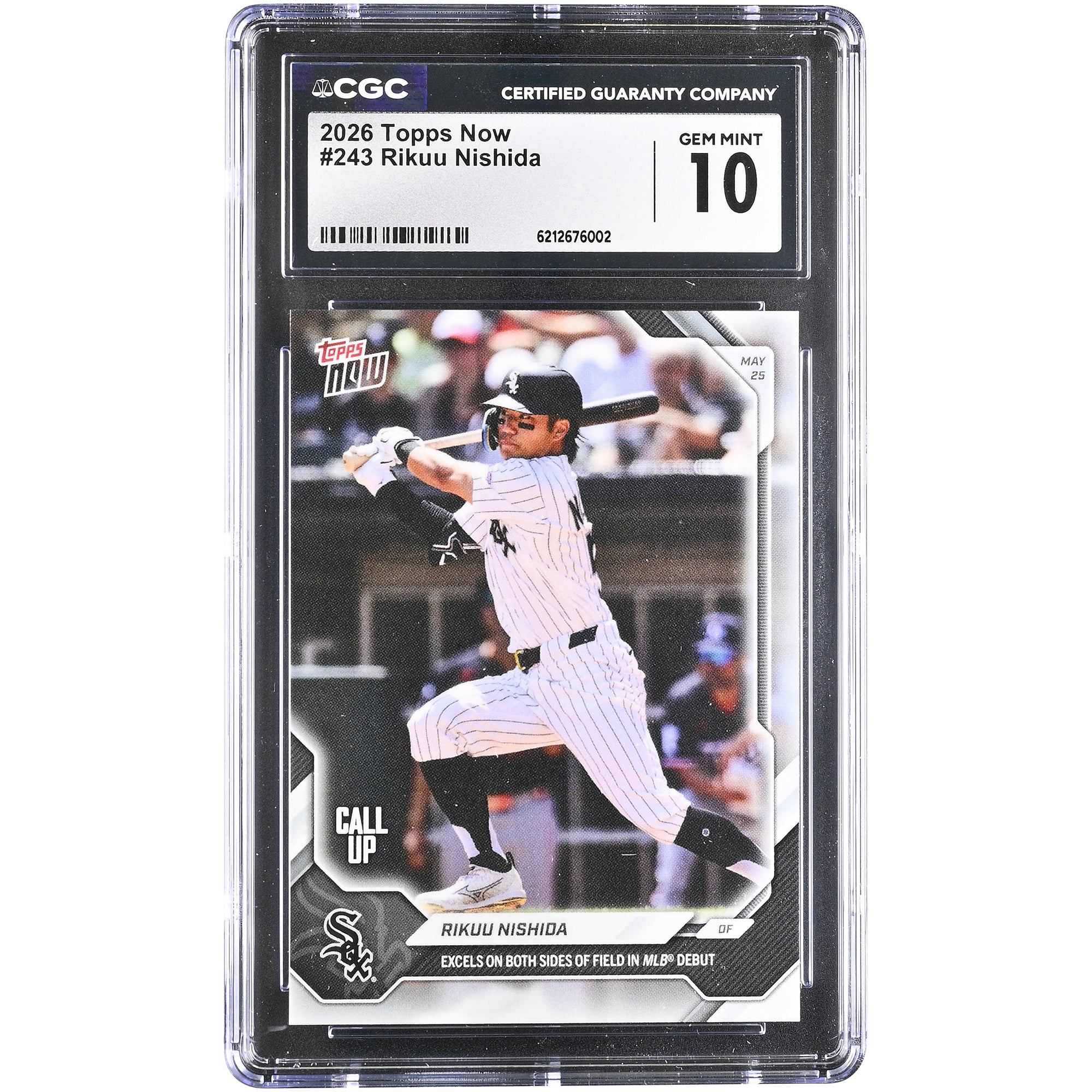 Rikuu Nishida Chicago White Sox 2026 Topps Now Call Up #243 CGC Authenticated GEM MINT 10 Card