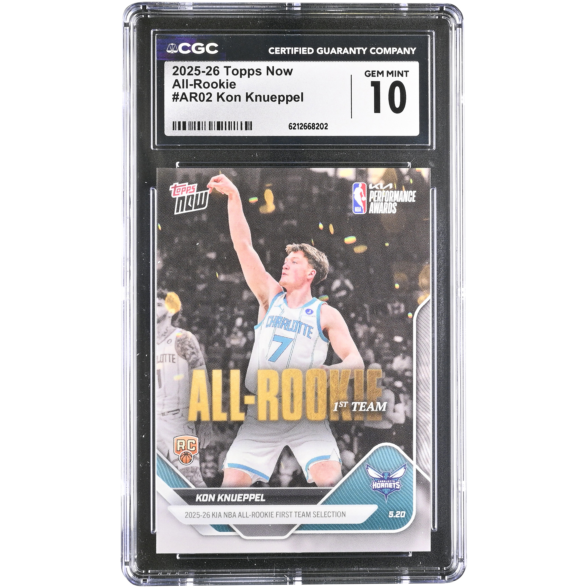 Kon Knueppel Charlotte Hornets 2025-26 Topps Now All-Rookie #AR02 CGC Authenticated GEM MINT 10 Rookie Card