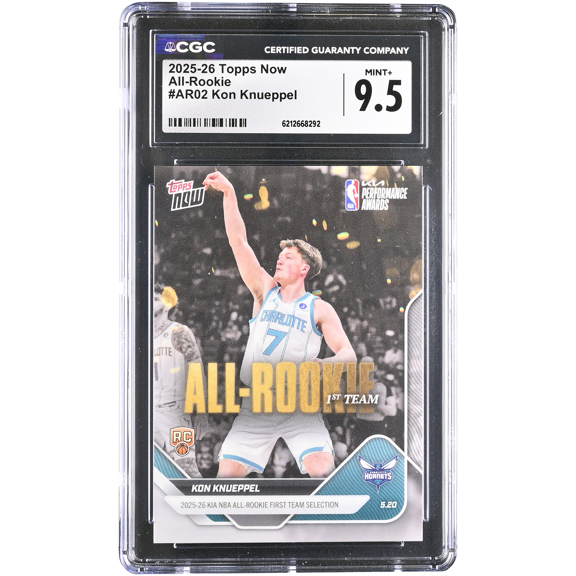 Kon Knueppel Charlotte Hornets 2025-26 Topps Now All-Rookie #AR02 CGC Authenticated MINT+ 9.5 Rookie Card